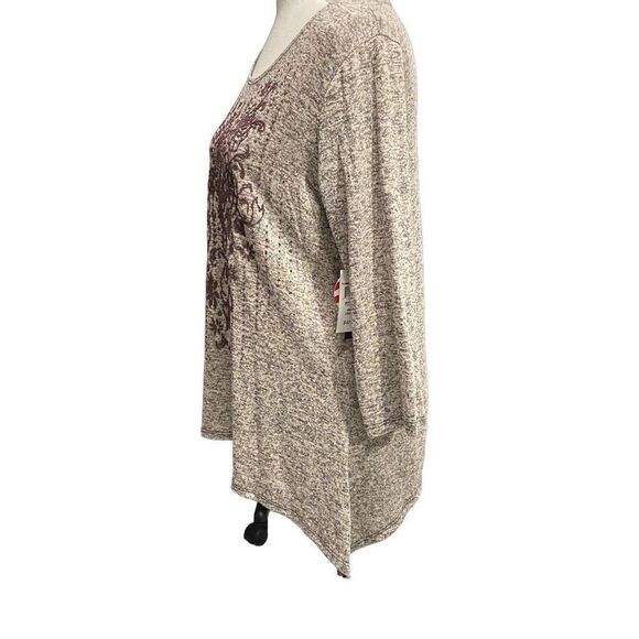 Bleeker & McDougal Brown Heathered Beaded 3/4 Sleeve Lightweight Sweater Size PS - Picture 4 of 7